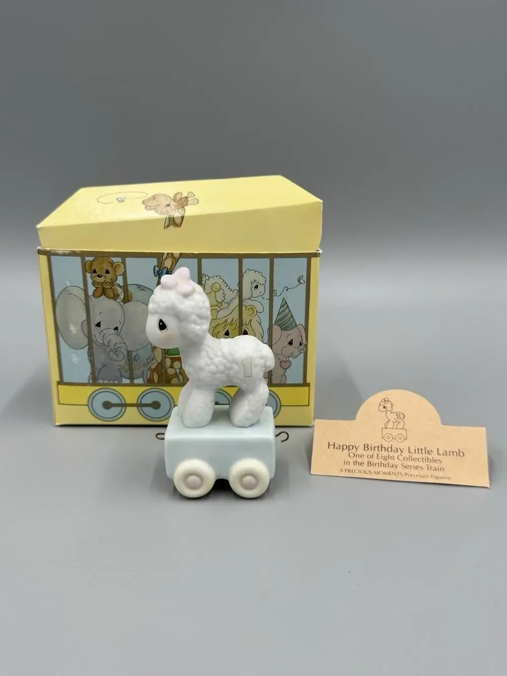 Vtg Precious Moments-Happy Birthday Little Lamb-1 YEAR OLD Birthday Train 15946